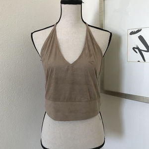 ⭐️⭐️Love J Crop Top size XL Suede Feel Tan